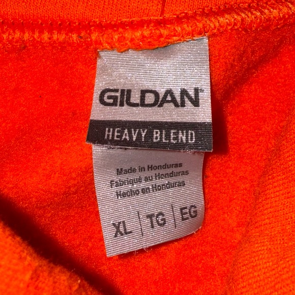 Gildan Men's Solid Orange Hoodie - Picture 6 of 7